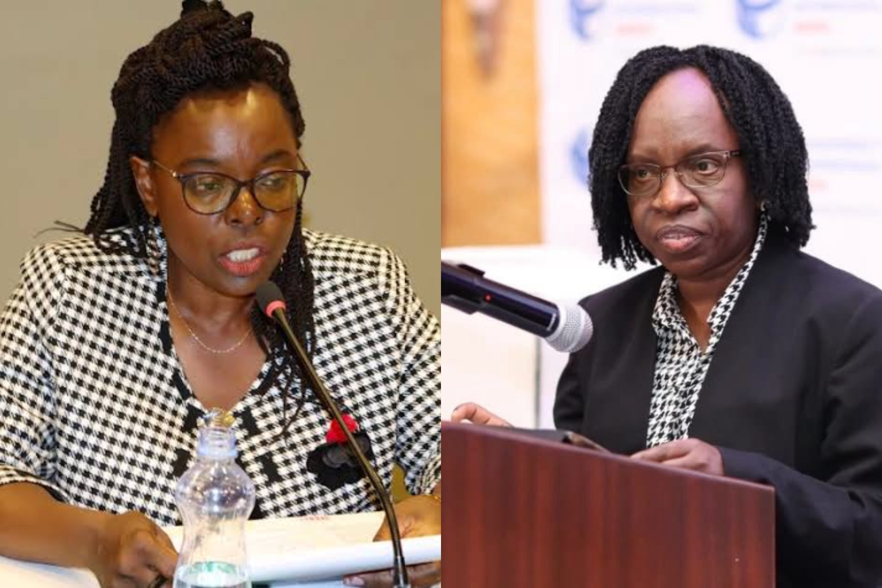 A collage photo of Controller of Budget Margaret Nyakang'o and Auditor General Nancy Gathungu.